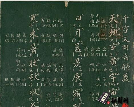 古籍.千字文同音释义.1卷.清光绪13年拓本